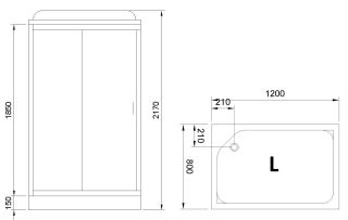 Душевая кабина Royal Bath HP левая стекло матовое 120x80см RB8120HP1-M-L